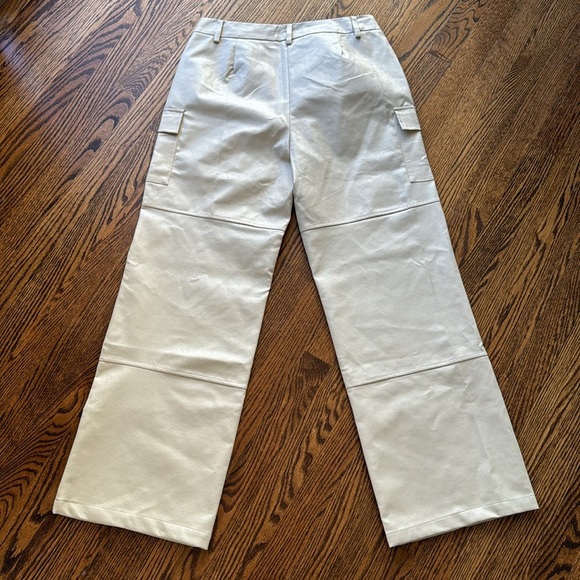 Peppermayo Ivory Walk On The Wild Side PU Cargo Pants. Straight wide legs. New. - Picture 7 of 11